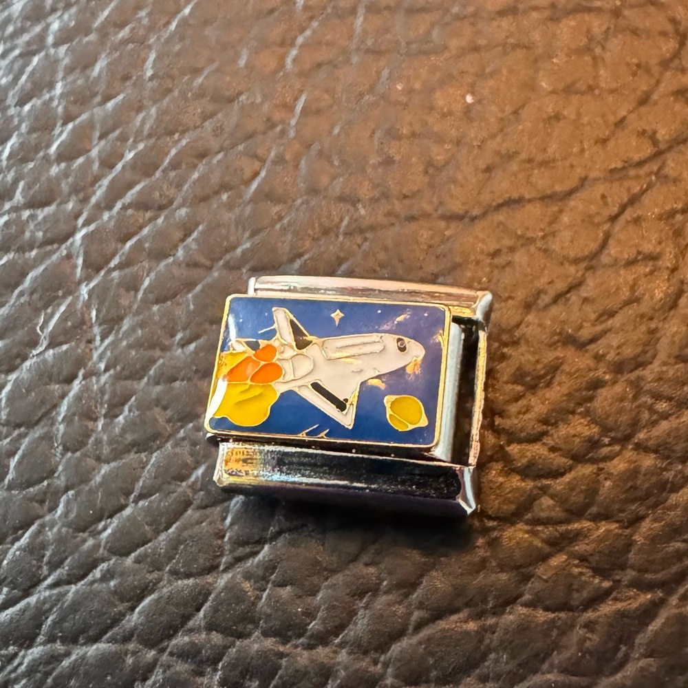 Space Shuttle Stainless Steel Italian Charm Link